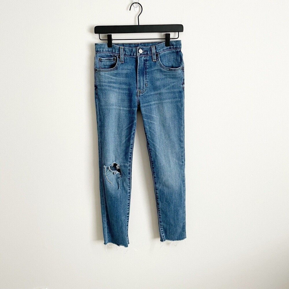 FRYE Sienna Crop Skinny Jeans Women’s 28 Frayed Raw Hem Mid-Rise Blue Denim